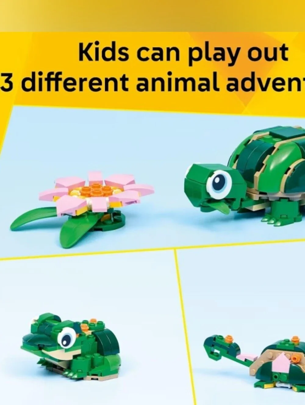 LEGO 3 In 1 Can Make Turtle, Chameleon Or Frog. Ages 7+ 124 Pcs NWT